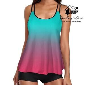 Urchics Ombre Boyshort Tankini Swimsuit Size XL